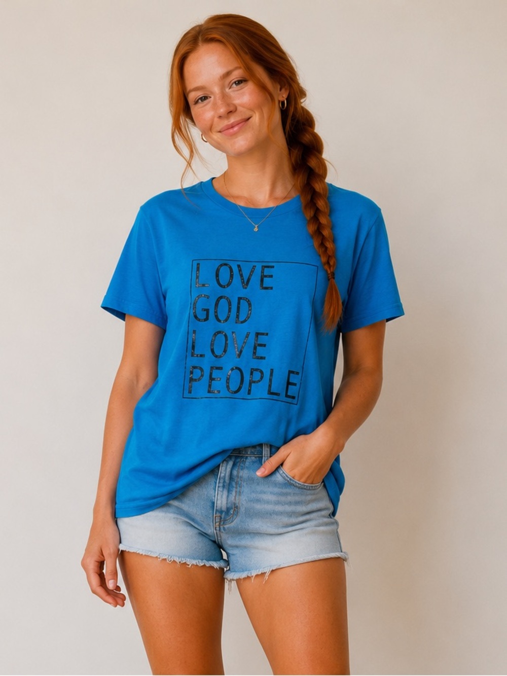 Love God Love People Christian Graphic Tee Size Small